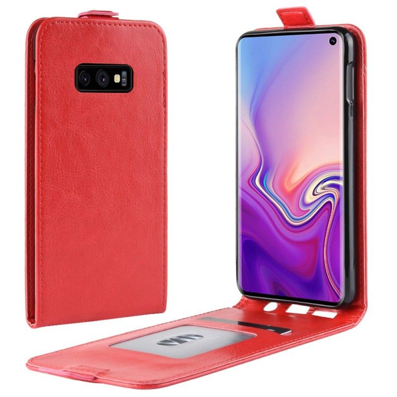 Flip Cover Læder Samsung Galaxy S10e Sort Foldning Af Lædereffekt Beskyttelse