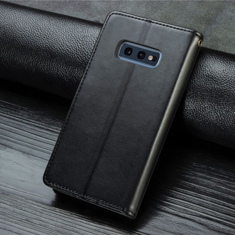 Flip Cover Læder Samsung Galaxy S10e Sort Kunstlæder Og Vintage Lås Beskyttelse