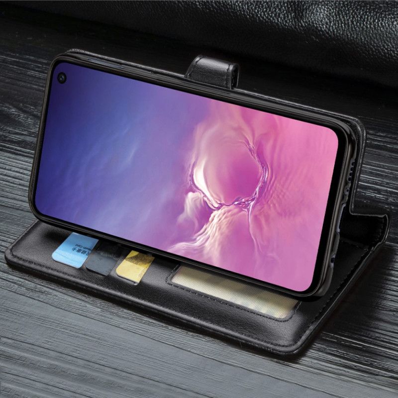 Flip Cover Læder Samsung Galaxy S10e Sort Kunstlæder Og Vintage Lås Beskyttelse