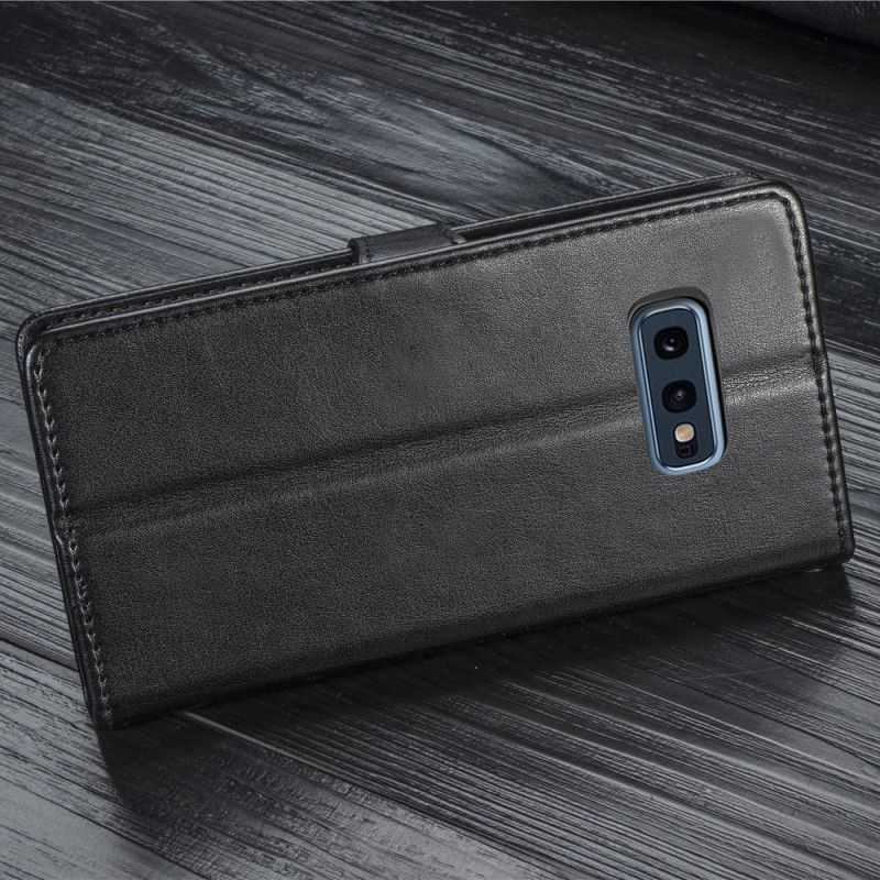 Flip Cover Læder Samsung Galaxy S10e Sort Kunstlæder Og Vintage Lås Beskyttelse