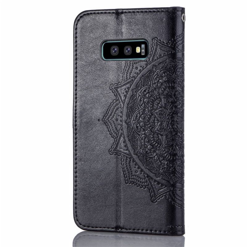 Flip Cover Læder Samsung Galaxy S10e Sort Mandala I Middelalderen