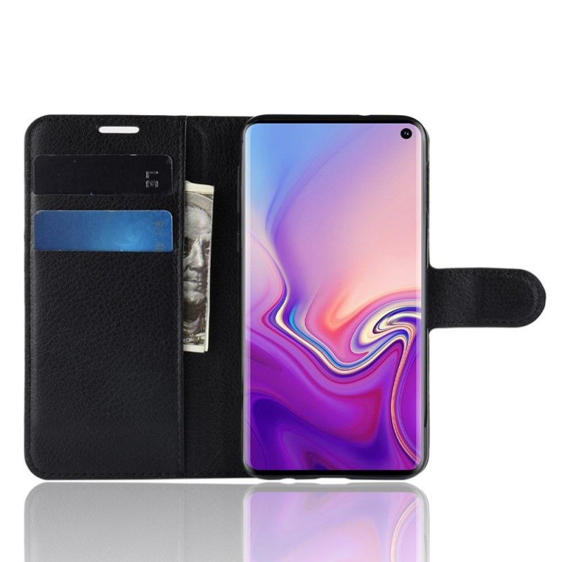 Flip Cover Læder Samsung Galaxy S10e Sort Retro Kunstlæder