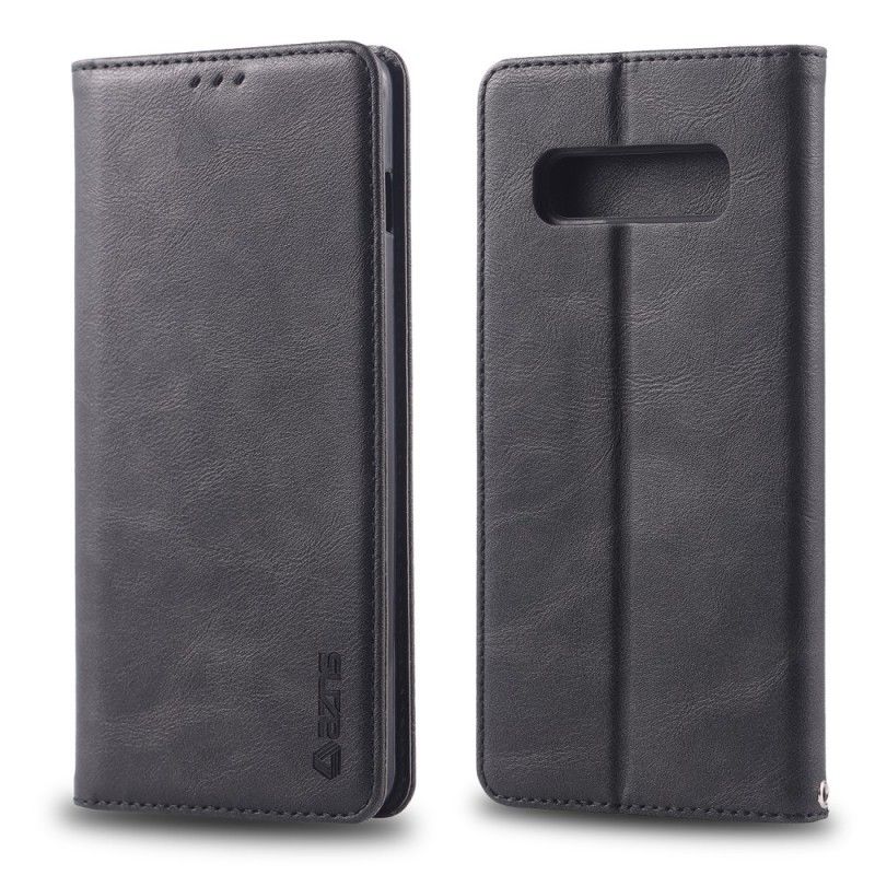 Læder Cover Samsung Galaxy S10e Sort Retro Azns