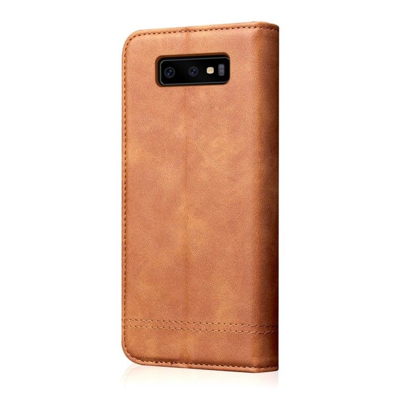 Læder Cover Samsung Galaxy S10e Sort Syet Lædereffekt