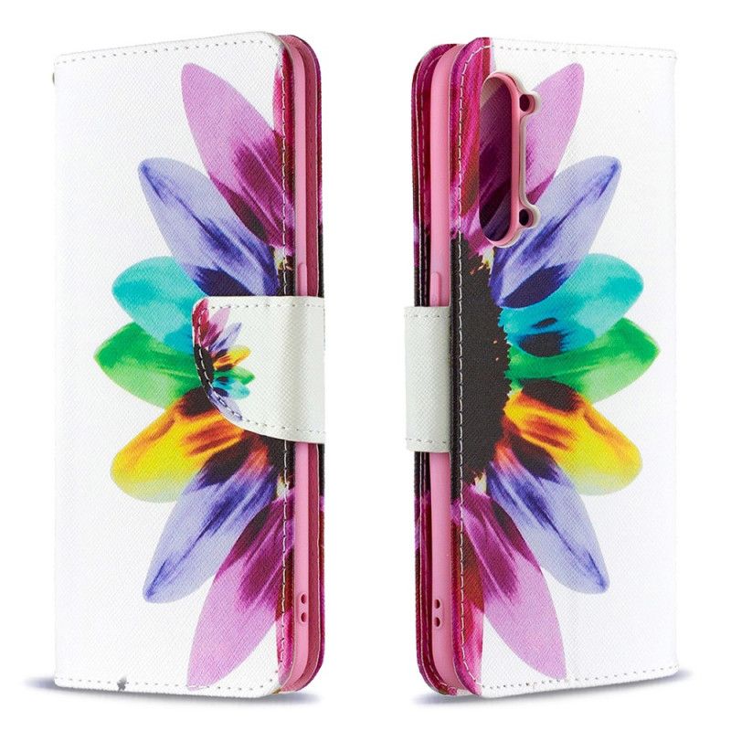 Flip Cover Læder Oppo Find X2 Lite Akvarelblomst