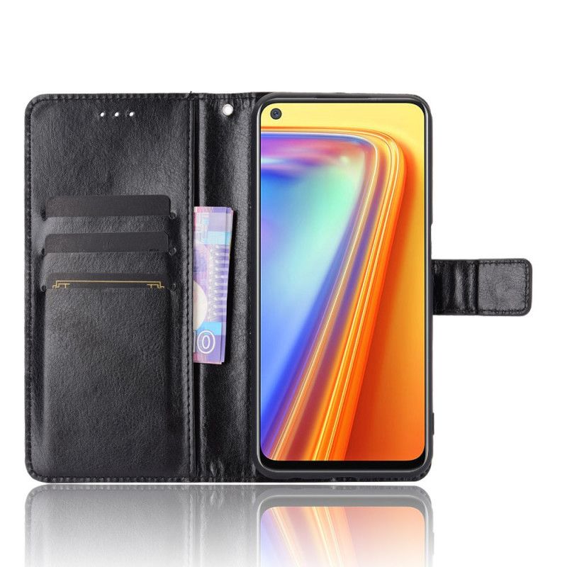 Flip Cover Læder for Realme 7 Sort Prangende Kunstlæder