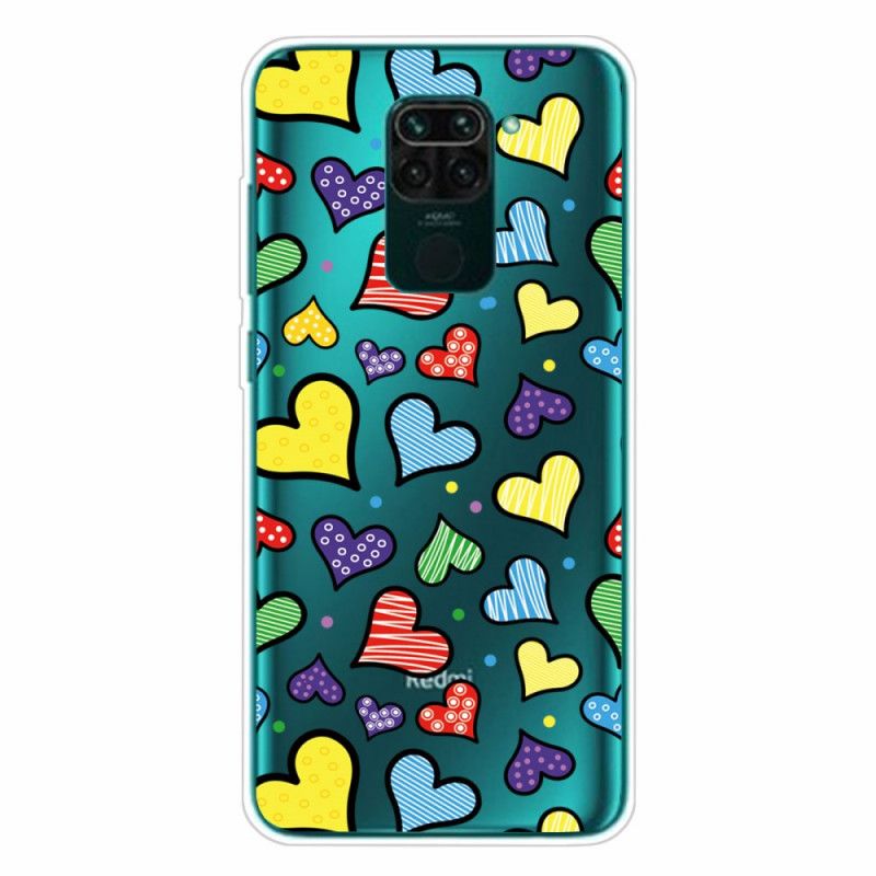 Cover for Xiaomi Redmi Note 9 Flerfarvede Hjerter