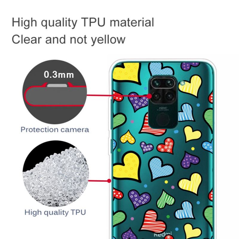 Cover for Xiaomi Redmi Note 9 Flerfarvede Hjerter