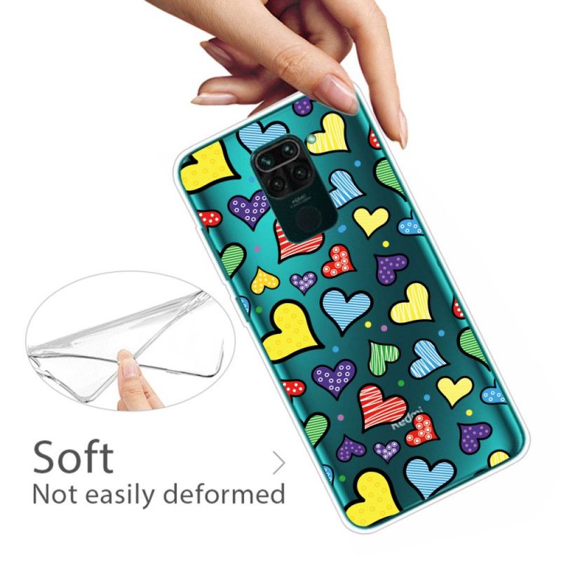 Cover for Xiaomi Redmi Note 9 Flerfarvede Hjerter