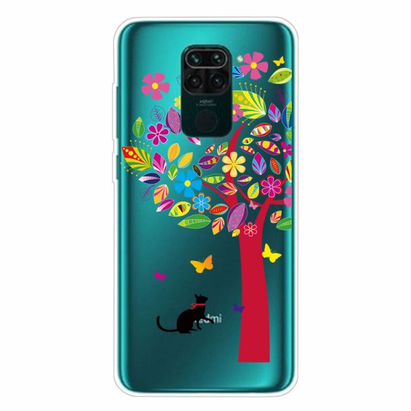 Cover Xiaomi Redmi Note 9 Mobilcover Kat Under Det Farvede Træ