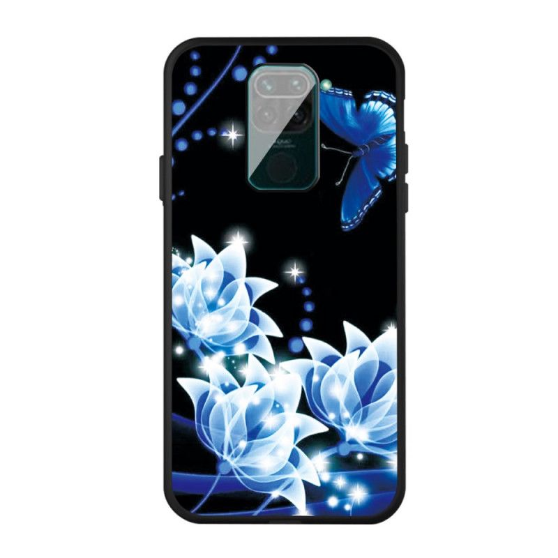 Cover Xiaomi Redmi Note 9 Sommerfugl Og Blå Blomster Original