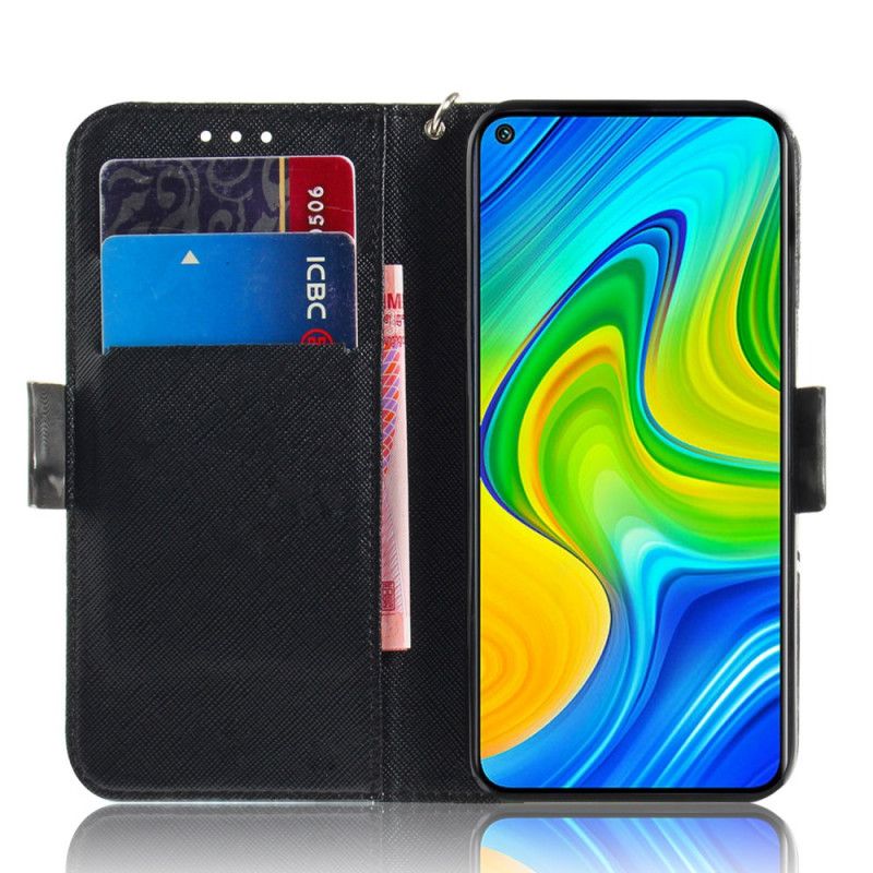 Flip Cover Læder for Xiaomi Redmi Note 9 Grå Kat Med Rem