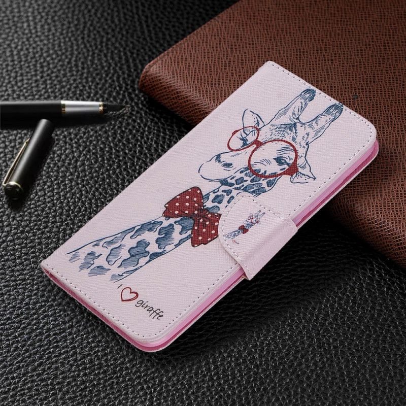 Flip Cover Læder for Xiaomi Redmi Note 9 Nørd Giraf