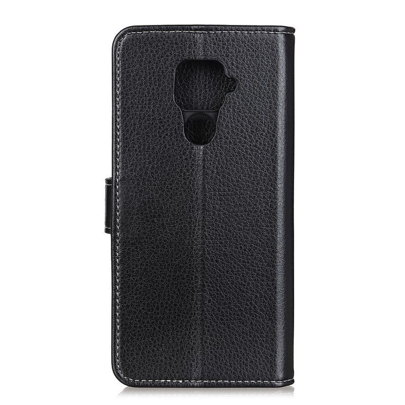 Flip Cover Læder Xiaomi Redmi Note 9 Sort Lychee Læder Effekt Sømme Original