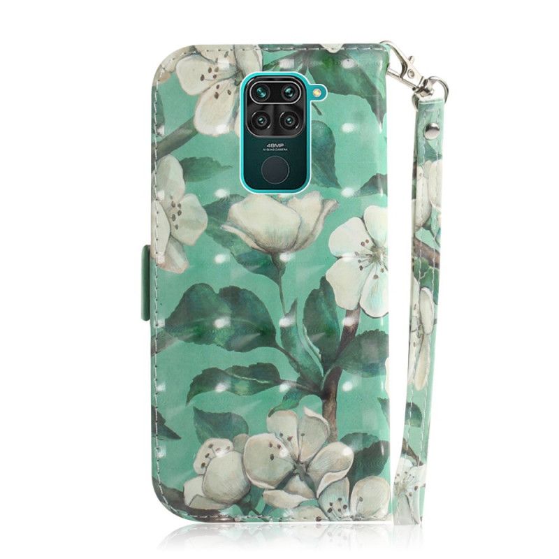 Flip Cover Xiaomi Redmi Note 9 Mobilcover Blomstrende Gren Med Rem