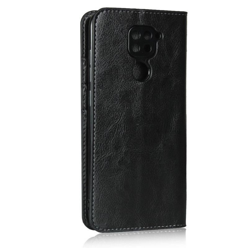 Læder Cover for Xiaomi Redmi Note 9 Sort Ægte Læder