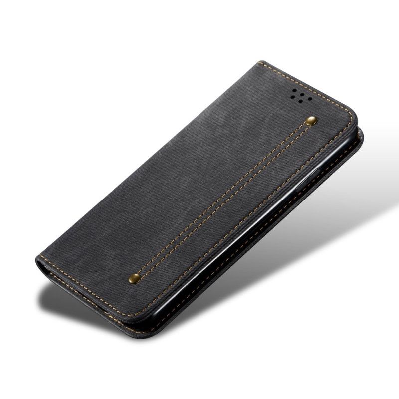 Læder Cover Xiaomi Redmi Note 9 Sort Jeansstof Original