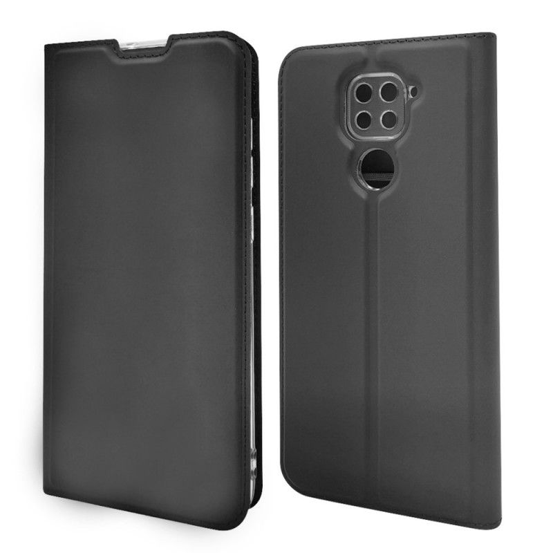 Læder Cover Xiaomi Redmi Note 9 Sort Magnetisk Lås