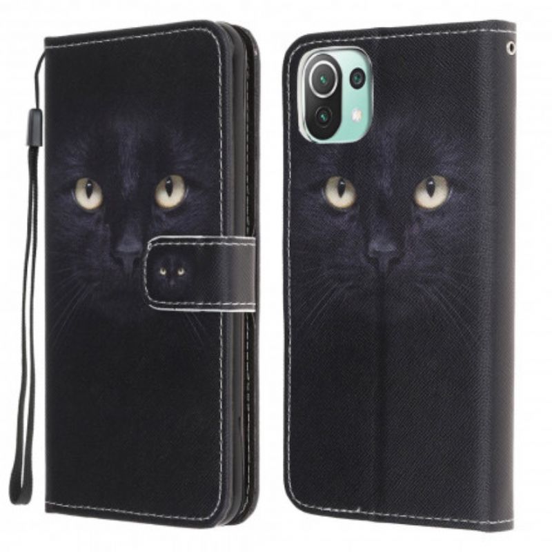 Flip Cover Til Xiaomi Mi 11 Lite 5g Ne / Mi 11 Lite 4g / 5g Black Cat Eyes