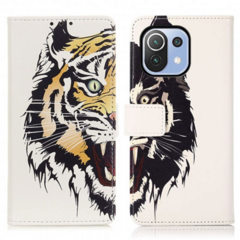 Flip Cover Til Xiaomi Mi 11 Lite 5g Ne / Mi 11 Lite 4g / 5g Fierce Tiger