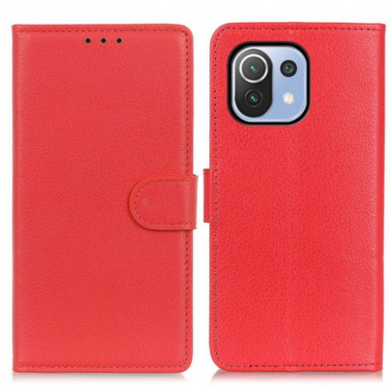 Flip Cover Til Xiaomi Mi 11 Lite 5g Ne / Mi 11 Lite 4g / 5g Traditionelt Litchi Imiteret Læder