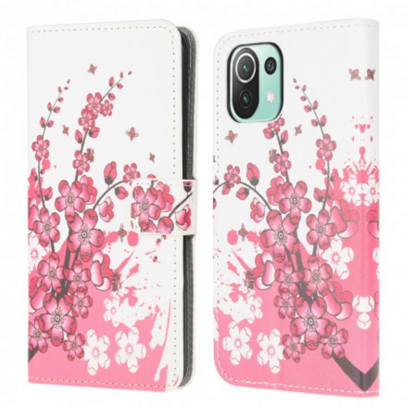 Flip Cover Til Xiaomi Mi 11 Lite 5g Ne / Mi 11 Lite 4g / 5g Tropisk Blomst