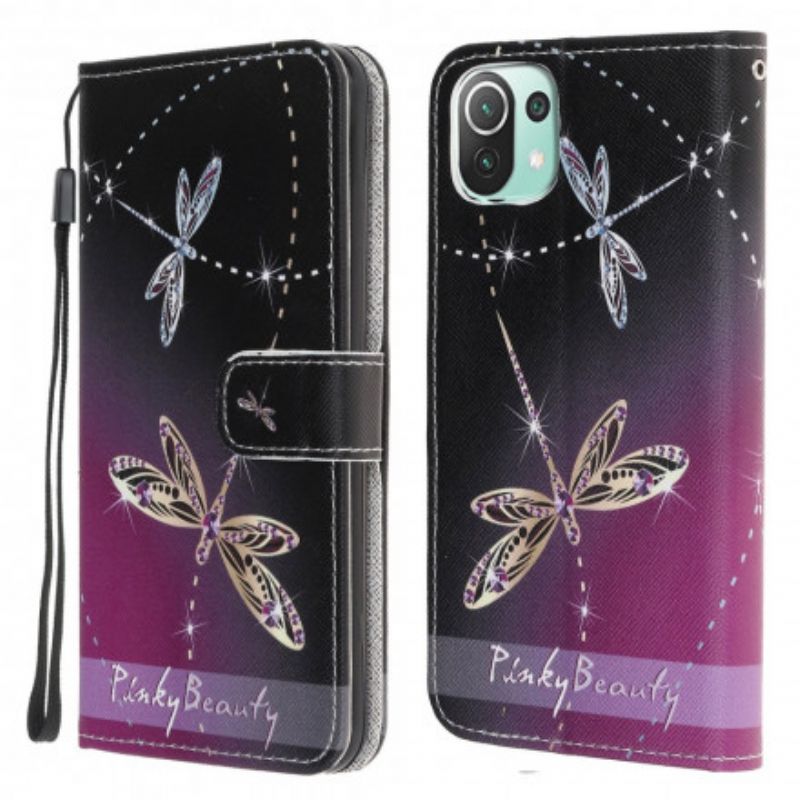 Læder Cover Xiaomi Mi 11 Lite 5g Ne / Mi 11 Lite 4g / 5g Dragonflies