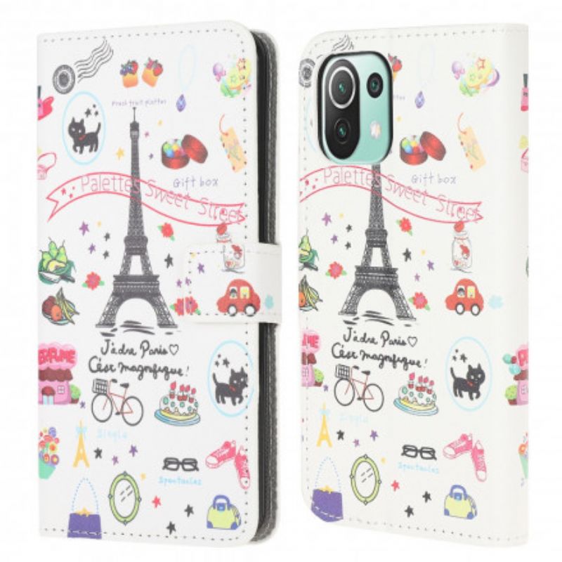 Læder Cover Xiaomi Mi 11 Lite 5g Ne / Mi 11 Lite 4g / 5g Telefon Etui Jeg Elsker Paris