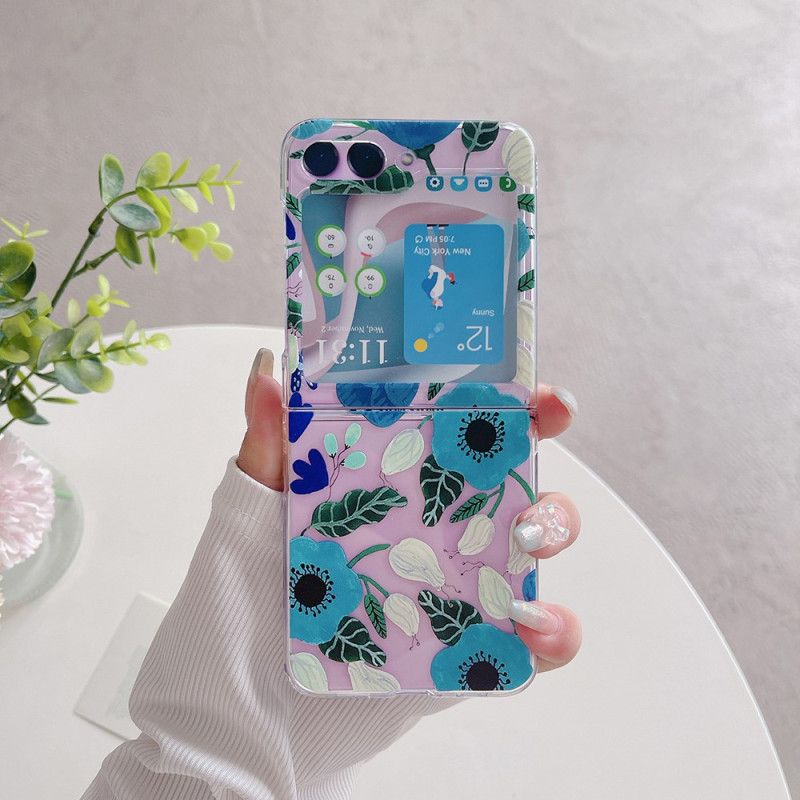 Cover Samsung Galaxy Z Flip 5 Gennemsigtige Smukke Blomster