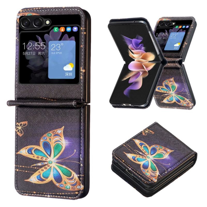 Cover Til Samsung Galaxy Z Flip 5 Gyldne Sommerfugle