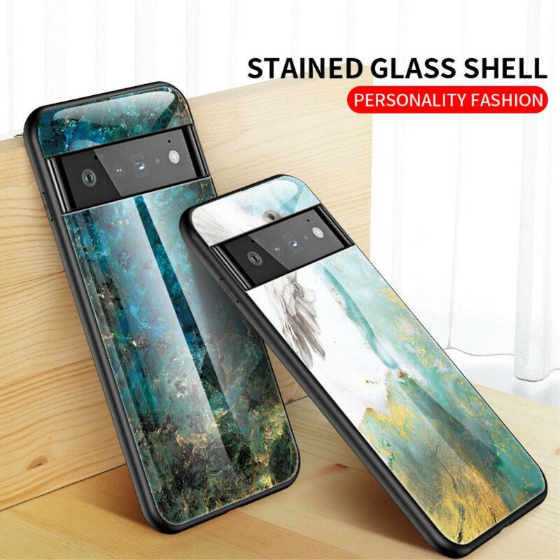 Cover Google Pixel 6 Pro Telefon Etui Marmor Hærdet Glas