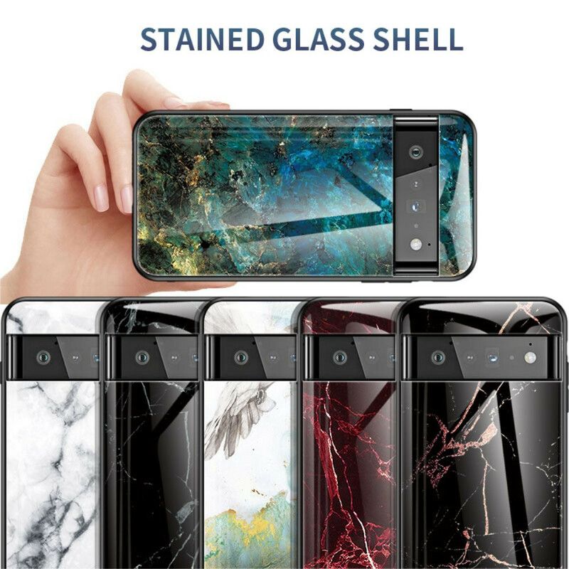 Cover Google Pixel 6 Pro Telefon Etui Marmor Hærdet Glas