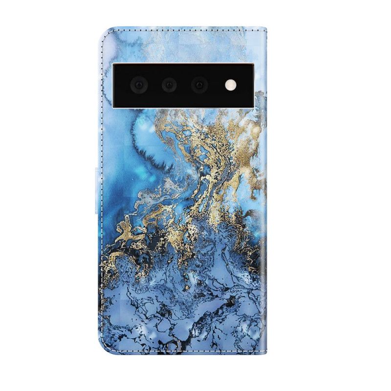 Flip Cover Google Pixel 6 Pro Light Spot Marble Design Med Snor