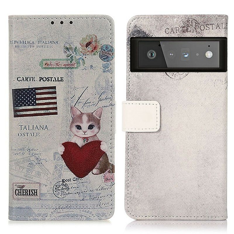 Flip Cover Google Pixel 6 Pro Traveller Kat