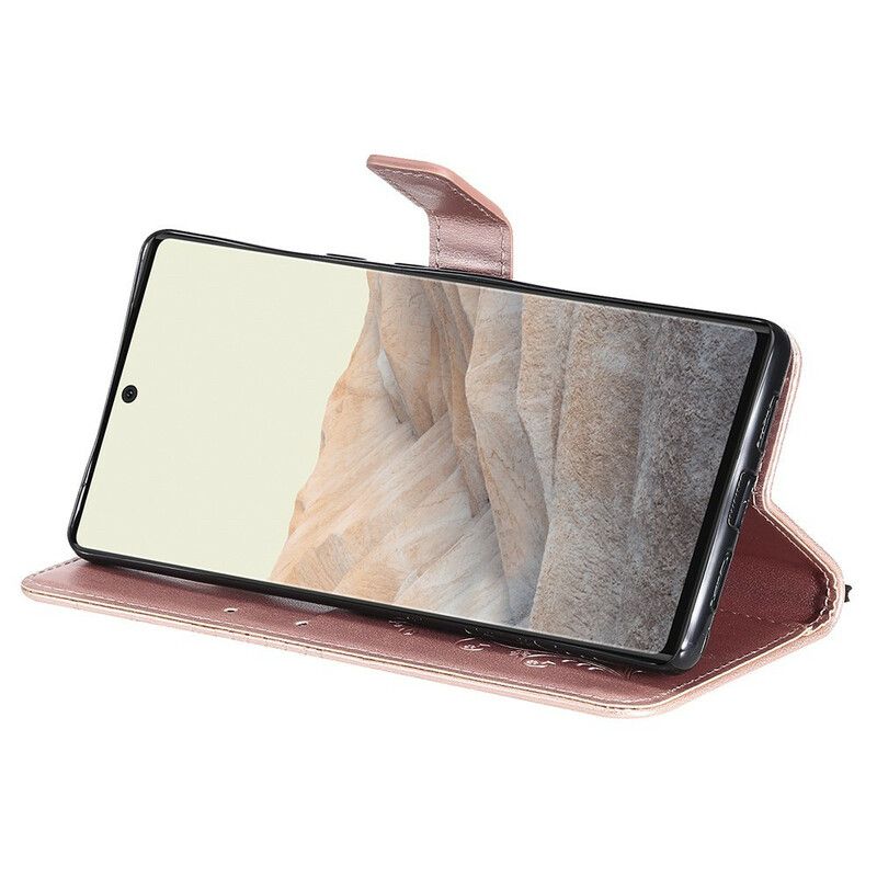 Læder Cover Google Pixel 6 Pro Kæmpe Strammesommerfugle