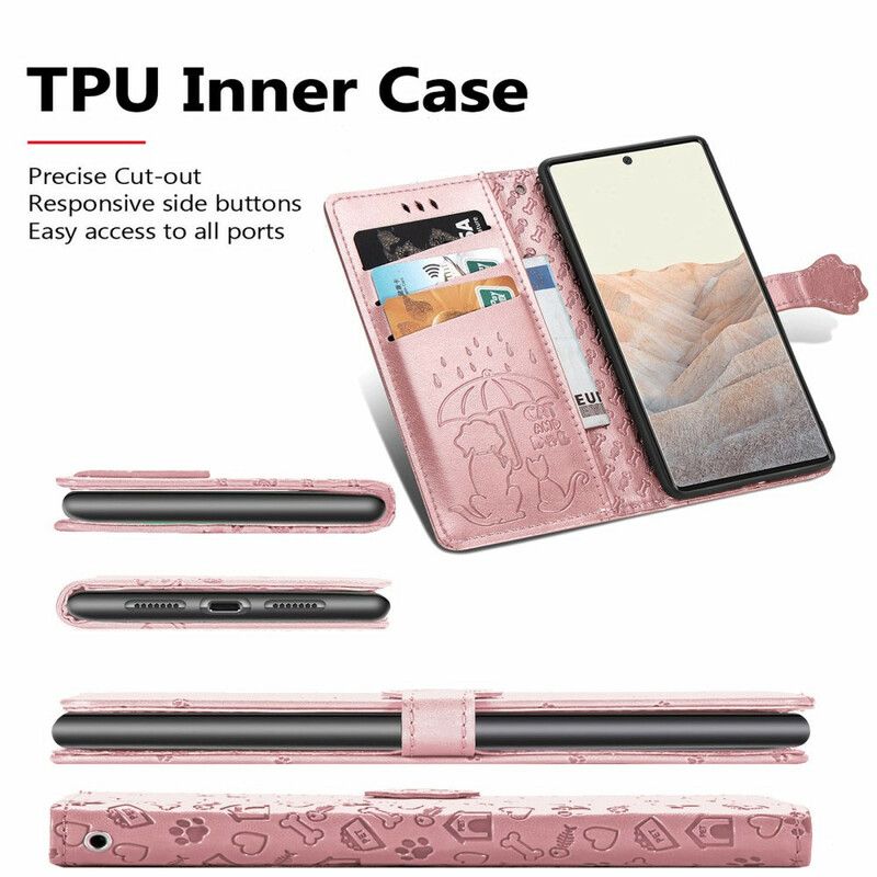 Læder Cover Google Pixel 6 Pro Telefon Etui Animerede Dyr