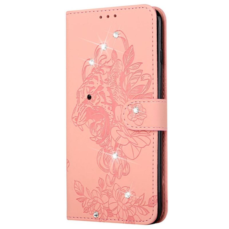 Læder Cover Google Pixel 6 Pro Telefon Etui Barok Tiger And Strass