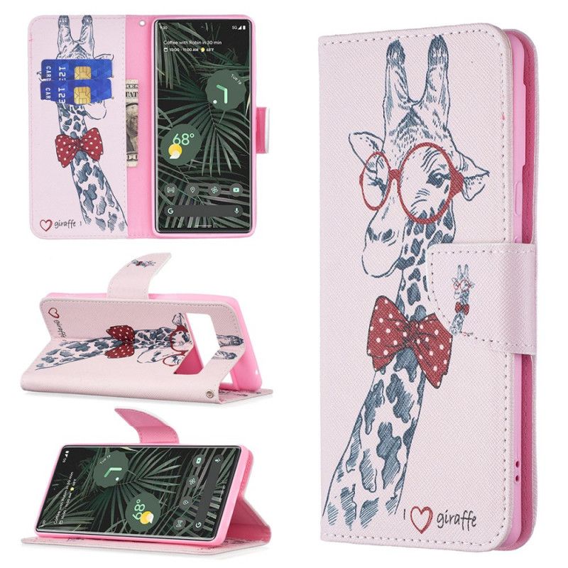 Læder Cover Google Pixel 6 Pro Telefon Etui Brainy Giraffe