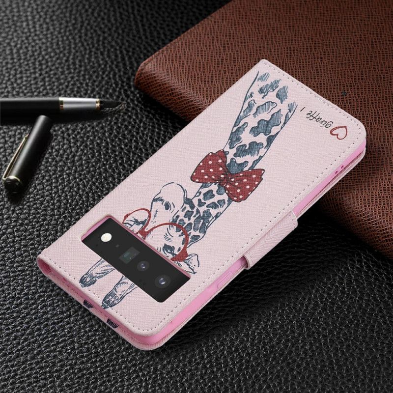 Læder Cover Google Pixel 6 Pro Telefon Etui Brainy Giraffe