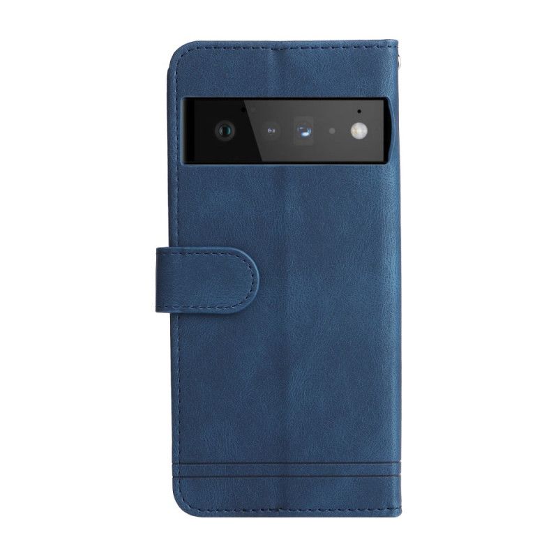 Læder Cover Google Pixel 6 Pro Telefon Etui Imiteret Læder Nitte Og Rem