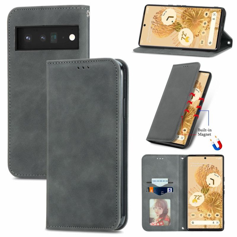 Læder Cover Google Pixel 6 Pro Telefon Etui Skin-touch Vintage Design