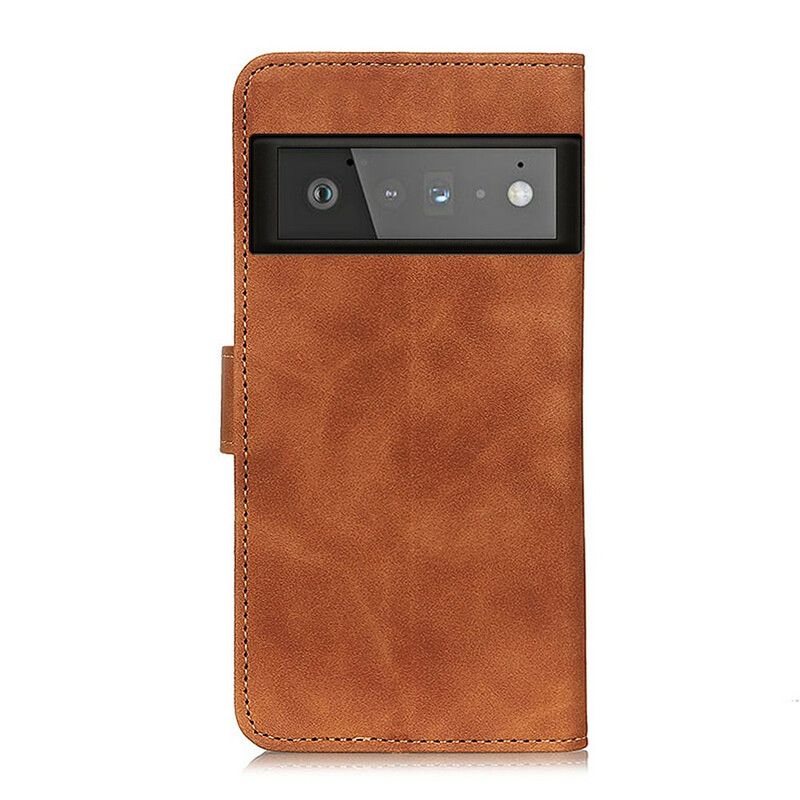 Læder Cover Google Pixel 6 Pro Telefon Etui Vintage Khazneh Lædereffekt