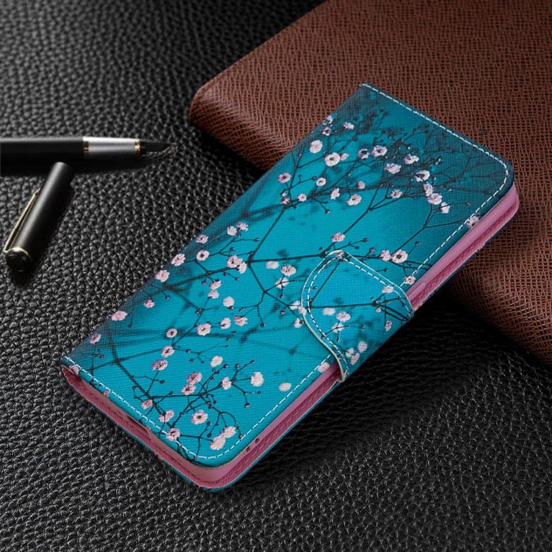 Flip Cover Læder Oppo Find X2 Neo Blomstrende Træ