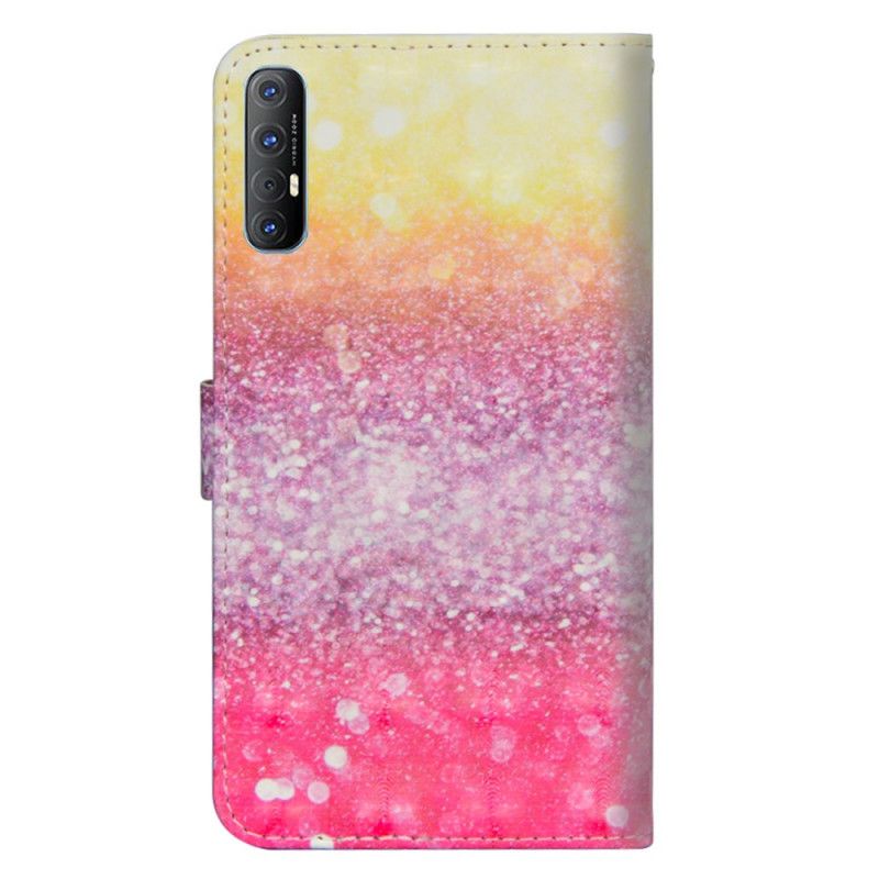 Flip Cover Læder Oppo Find X2 Neo Magenta Glitrende Gradient