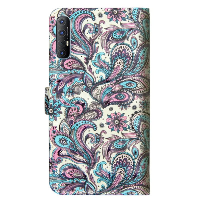 Flip Cover Læder Oppo Find X2 Neo Mønstrede Blomster