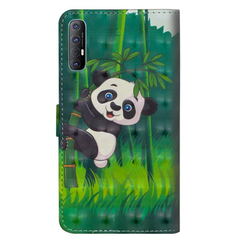 Flip Cover Læder Oppo Find X2 Neo Panda Og Bambus