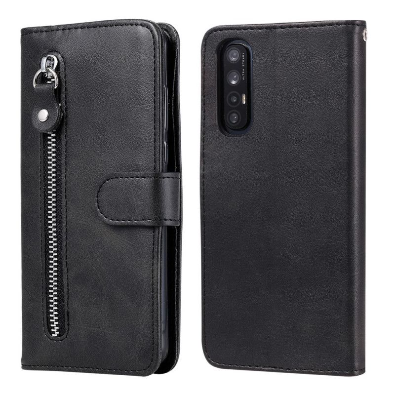 Flip Cover Læder Oppo Find X2 Neo Sort Vintage Møntpung