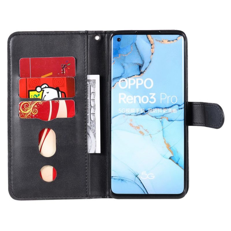 Flip Cover Læder Oppo Find X2 Neo Sort Vintage Møntpung