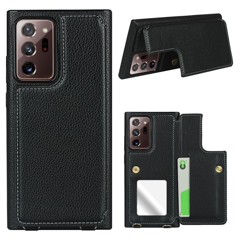 Cover for Samsung Galaxy Note 20 Ultra Sort Kortholder I Lycheskind