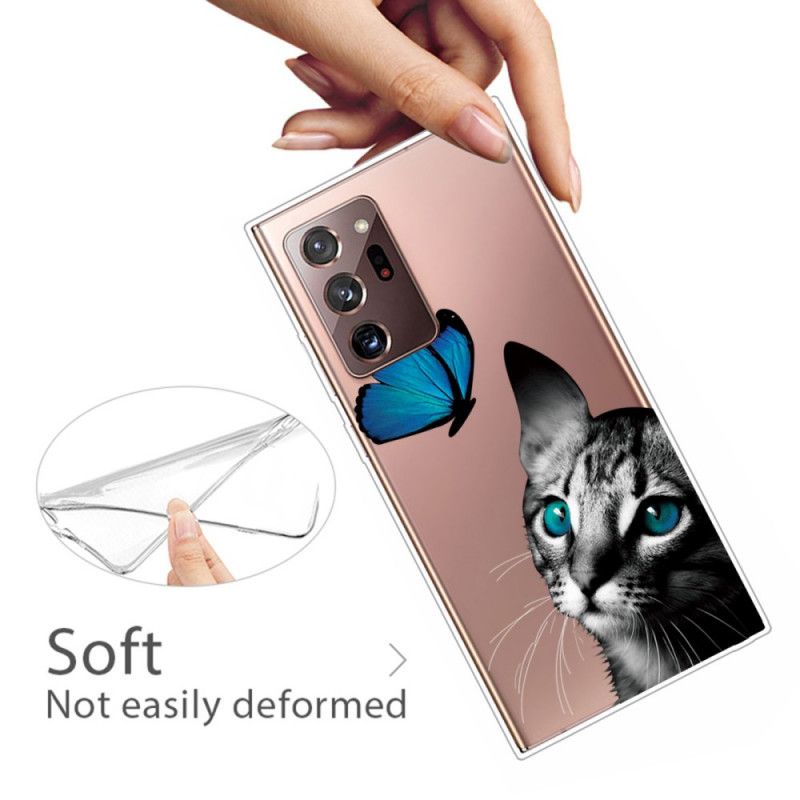 Cover Samsung Galaxy Note 20 Ultra Kat Og Sommerfugl Beskyttelse